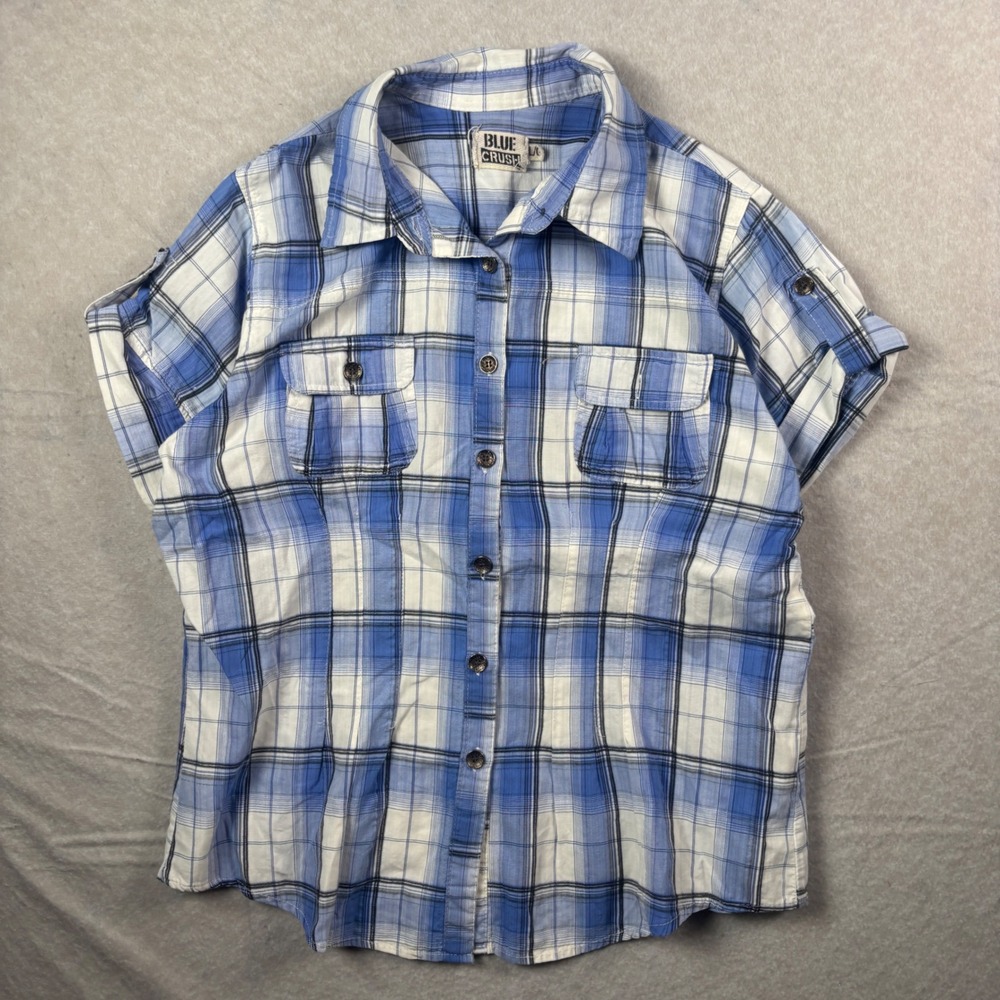 Women's Y2k Blue Blue Crush Plaid Button-Up Shirt – Size L
